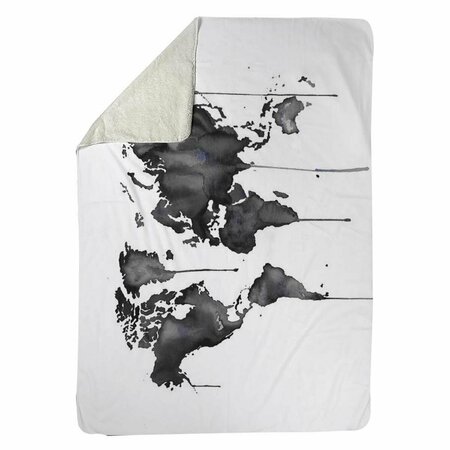 BEGIN HOME DECOR 60 x 80 in. Watercolor World Map-Sherpa Fleece Blanket 5545-6080-TV12